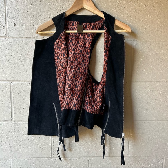 Thomas Wylde Skull Suede Vest Black Leather Vest - Picture 3 of 10
